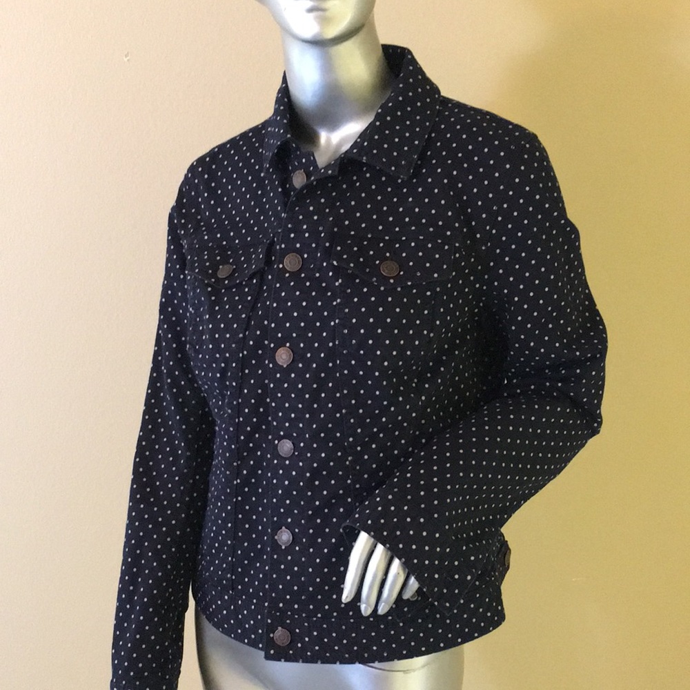 TALBOTS | THE CLASSIC DENIM JACKET-DOT PRINT - Picture 5 of 12
